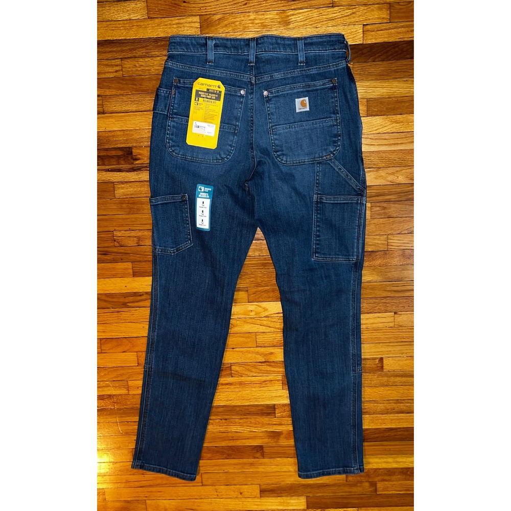 Carhartt BD5110-W Womens Rugged Flex Relaxed Fit Double Front Jeans Blue 8 Tall - Picture 3 of 10